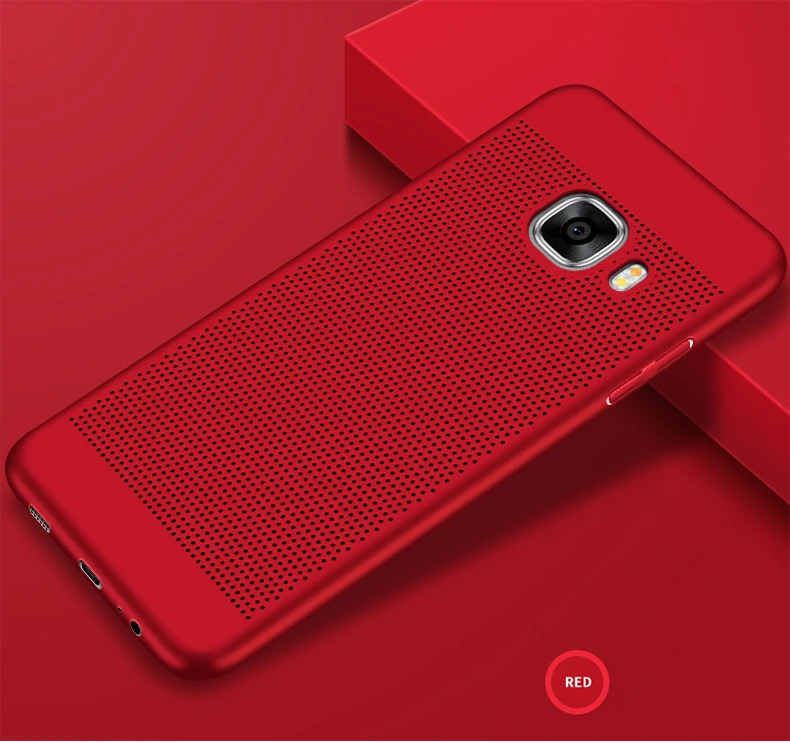 Красный Дышащий теплоотвод ПК чехол для samsung Galaxy J3 J4 J6 плюс J7 S9 S8 Plus Note 8 J3 J5 J7 /6/5 J2 J5 J7 Prime - Цвет: Красный