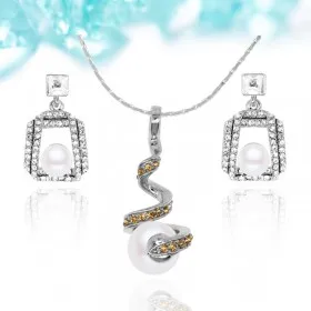 Silver gold plated 2016 Fashion Austria Crystal Flower Pearl Earrings Rhinestone Pendants Necklace -2016046-033 | Украшения и