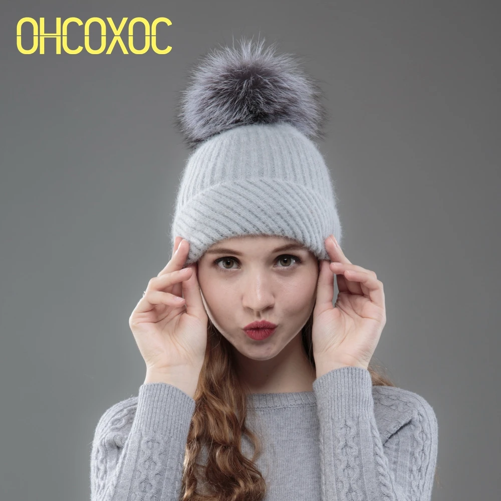 Женская зимняя шапка с помпоном из лисьего меха|autumn winter hat|winter hatwomen beanies |