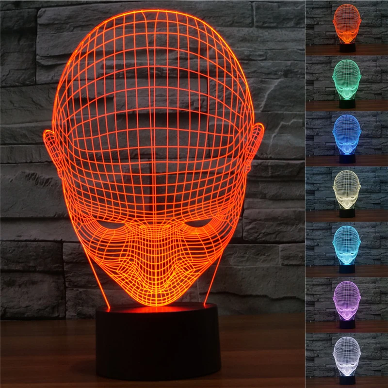 3D человеческое лицо визуальный светодиодный ночник AI лампа робот 7 видов цветов
