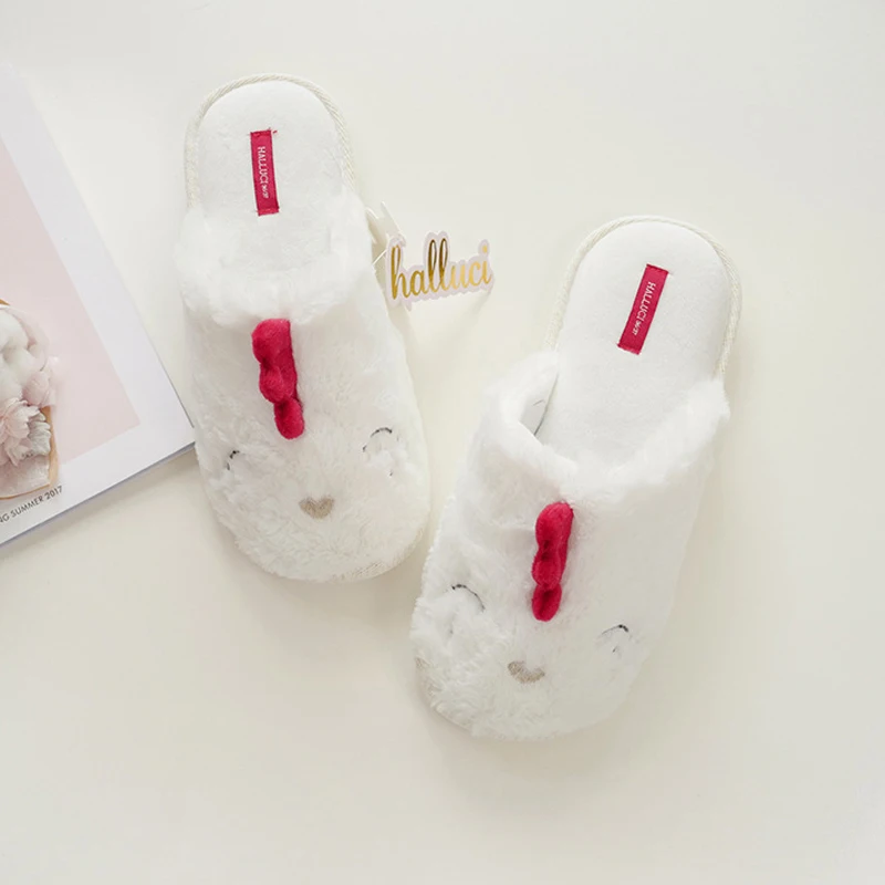 Kawaii/домашние тапочки из флиса в виде цыплят Женская Повседневная зимняя обувь с