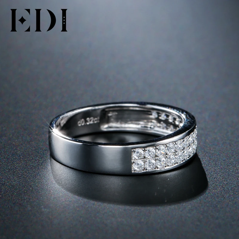 Женское и мужское бриллиантовое обручальное кольцо из белого золота 14 к с