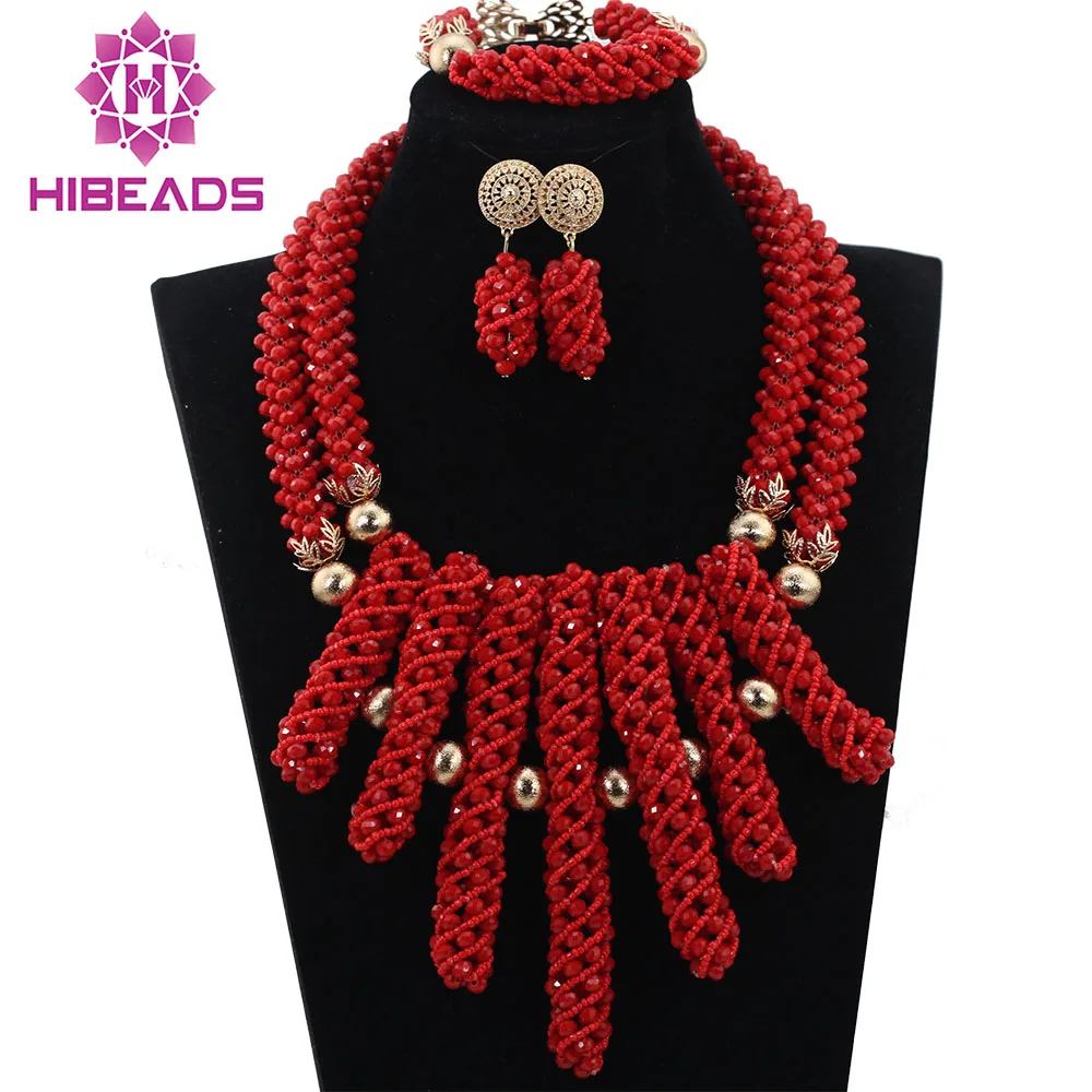 Новинка свадебные бусы в африканском стиле восхитительный красный комплект из