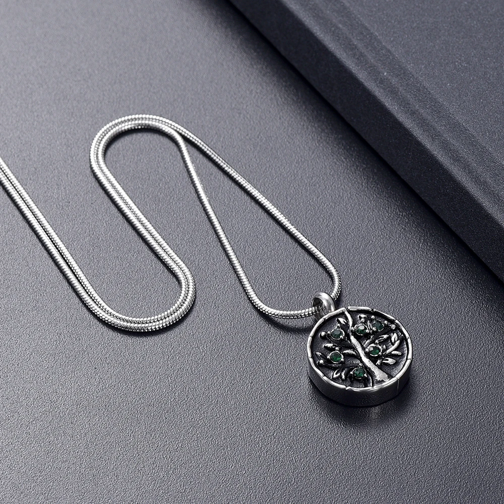 IJD10746 Hold Green Zircon Circle Of Life ожерелье для кремации Urn праха любимого человека памятные
