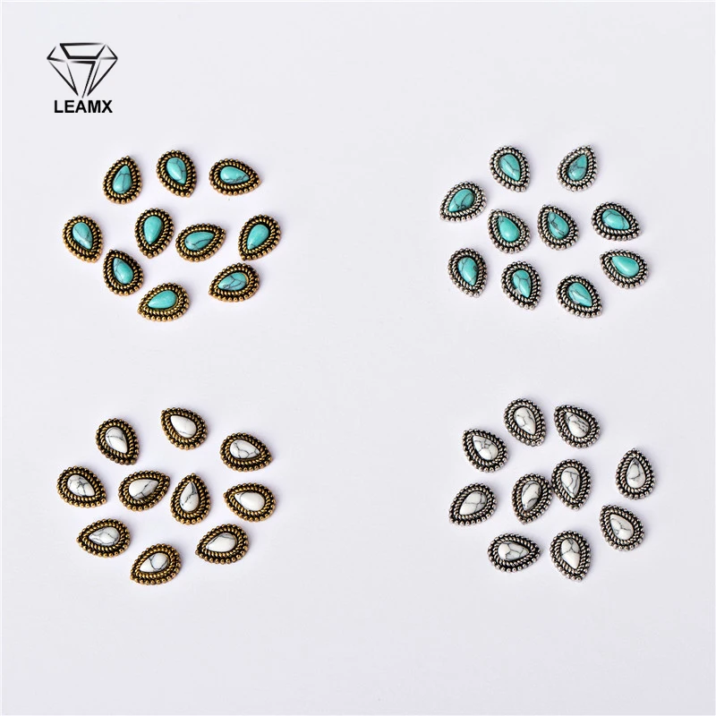 LEAMX 10 шт./пакет 3D Nail Art украшения металла капли воды Matt Nails маникюра декоративные Шарм Сплав Nail наклейки 8 цветов
