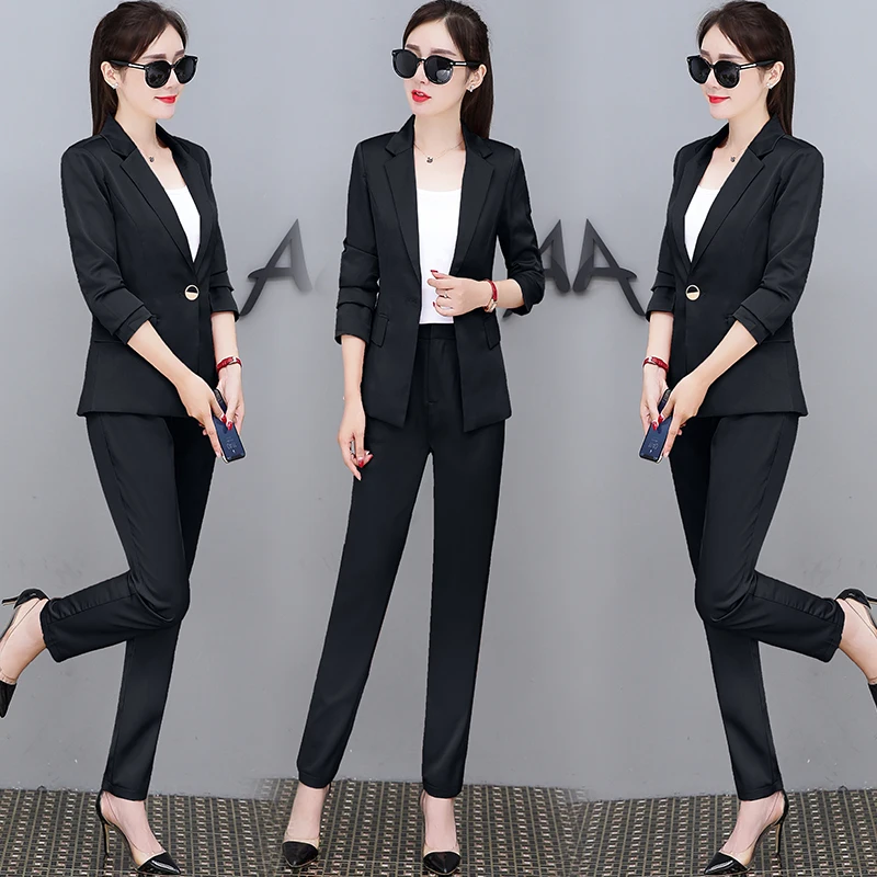 

Suit 2018 spring and autumn Korean fashion new two-pcs clothing set blazer coat pants business outfit OL jacket clothes S-XXL