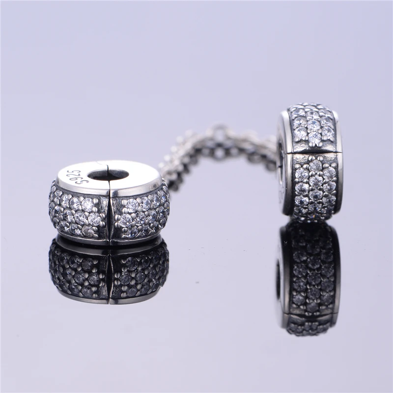 925 серебро безопасносные браслеты с подвесками украшением в виде кристаллов