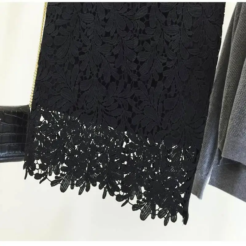 2017 Для женщин Кружево юбка новые летние Высокая талия тонкая однотонная цветы