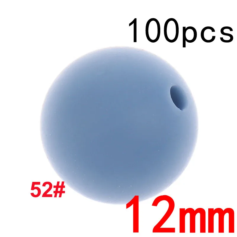 52powder blue Fkisbox 100 шт Силиконовые Детские Прорезыватели для зубов Круглые 12 мм силиконовые жевательные перлы свободные бусины Силиконовые Прорезыватели для зубов Bpa бесплатно - Цвет: 52powder blue