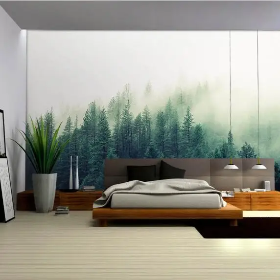 Пользовательские 3d Papel фрески природа туман деревья лес обои для дивана фон 3d настенные фотообои обои 3D настенные фрески