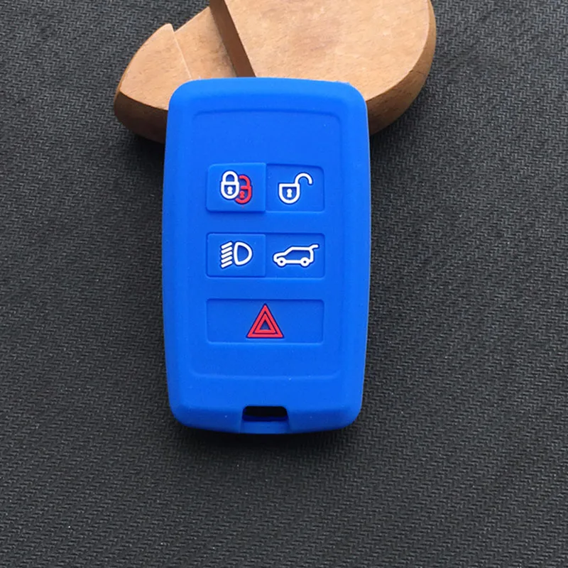 Силиконовый чехол для ключа автомобиля для jaguar xel E-pace 5 Кнопка smart key - Название цвета: Синий