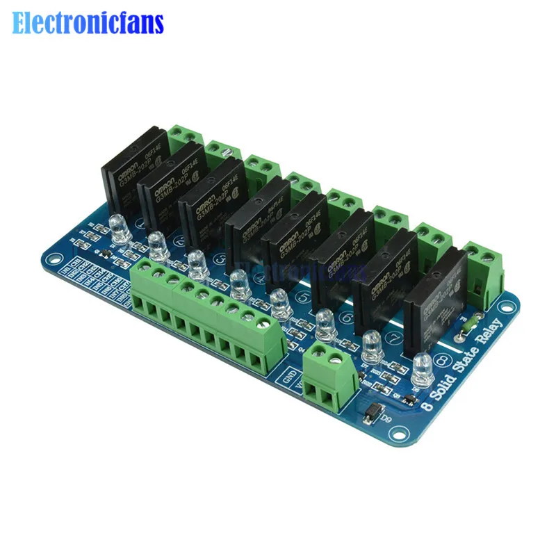 AC 250V 2A 8 канальный релейный модуль для OMRON реле SSR G3MB-202P твердотельные реле модуль для Arduino низкий уровень триггер с предохранителя светодиодный