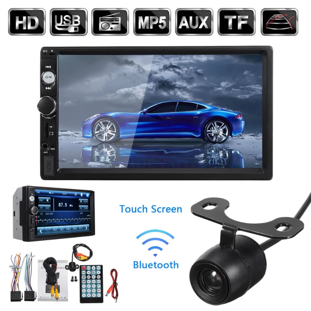 7 дюймовый 2 Дин радио MP5 плеер Bluetooth Сенсорный экран стерео Высокое разрешение MP4