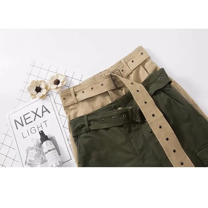 2019 летние модные пояса Женский армейский зеленый хаки Высокая талия Свободные