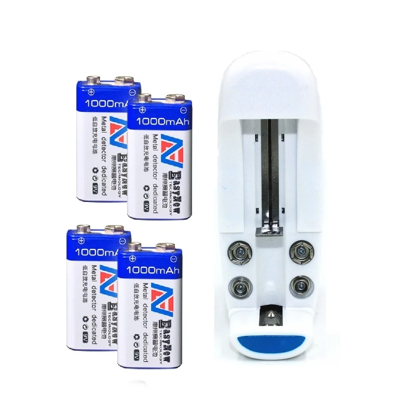 

4pcs/lot 1000mAh Li-ion 9 V Rechargeable Batteries+18650 14500 16340 CR123A 9v Battery charger