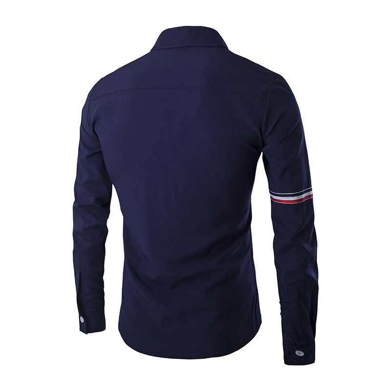 2016 Модные Мужские Slim Fit Рубашки Дышащий Мягкого Хлопка Camisas Социальной Masculina Осень