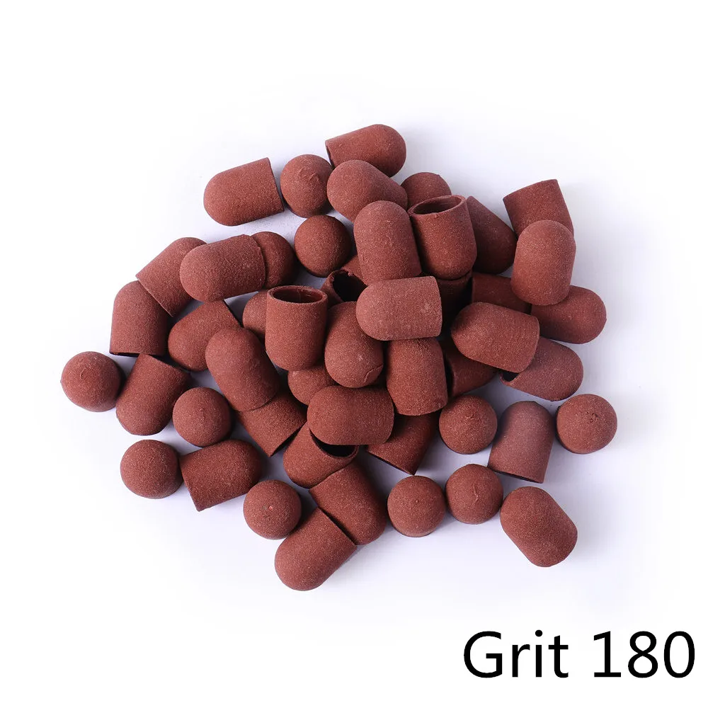 Brown Grit 180 BNG 20 шт фиолетовый зеленый шлифовальный ремешок Профессиональный педикюрный шлифовальный блок колпачки для ухода за ногами инструмент Электрический дизайн ногтей 80/120/180 13*19 мм - Цвет: Brown Grit 180