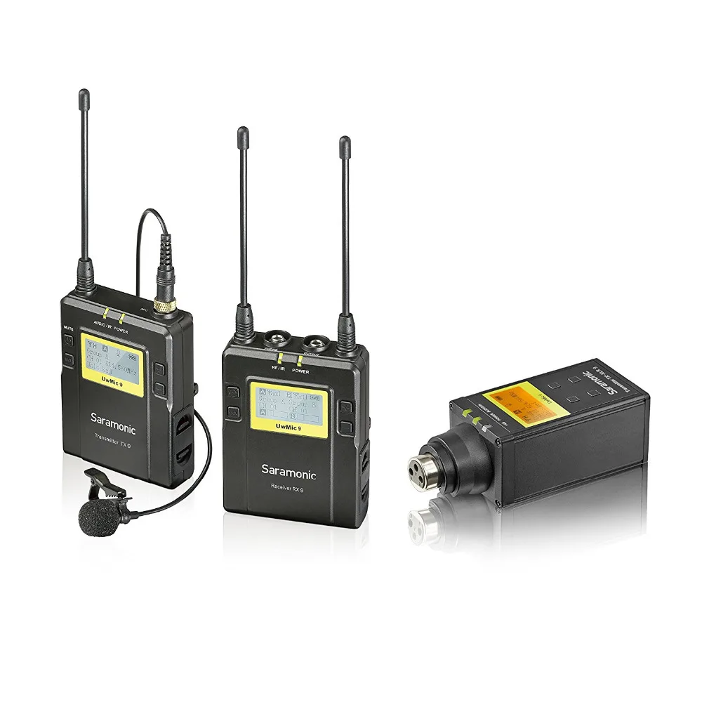Saramonic UWMIC9 UHF Беспроводной петличный+ передатчик XLR микрофонная система с модульным передатчиком+ Lav Mic, XLR вставной блок