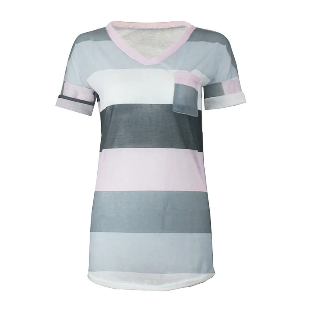 2018 Горячие Модные женские летние свободные топы с коротким рукавом повседневные