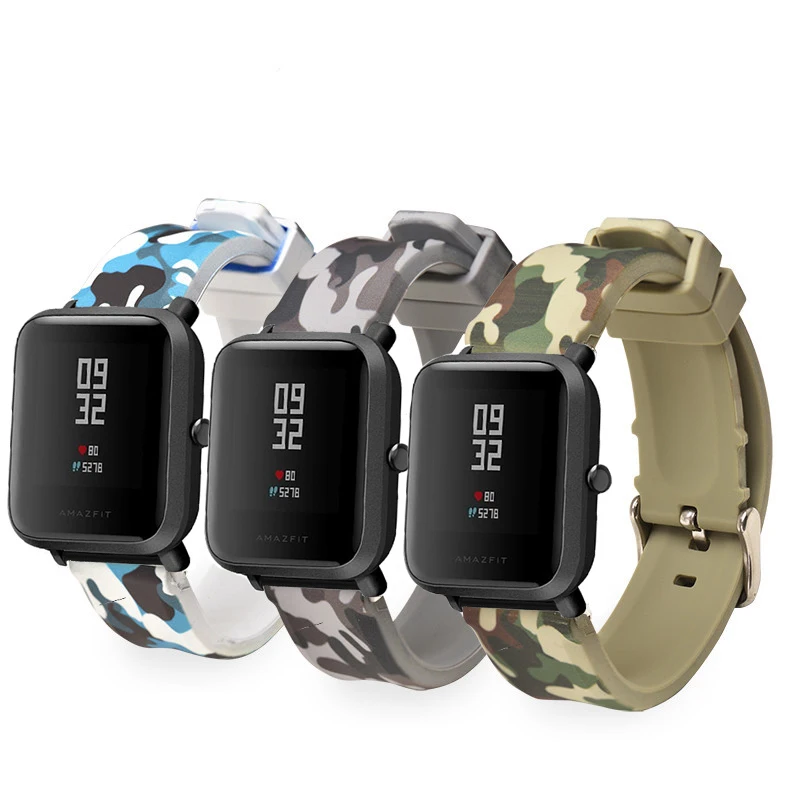 Сменные ремешки для умных часов Xiaomi Huami Bip BIT PACE Lite Youth двухцветные силиконовые Amazfit