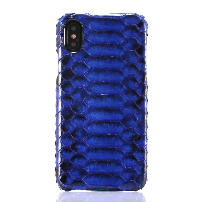 Blue Case Solque роскошный 3D чехол для телефона из натуральной кожи питона s для iPhone X XS Max 10 из натуральной кожи ультра тонкий жесткий чехол со змеей - Цвет: Blue Case