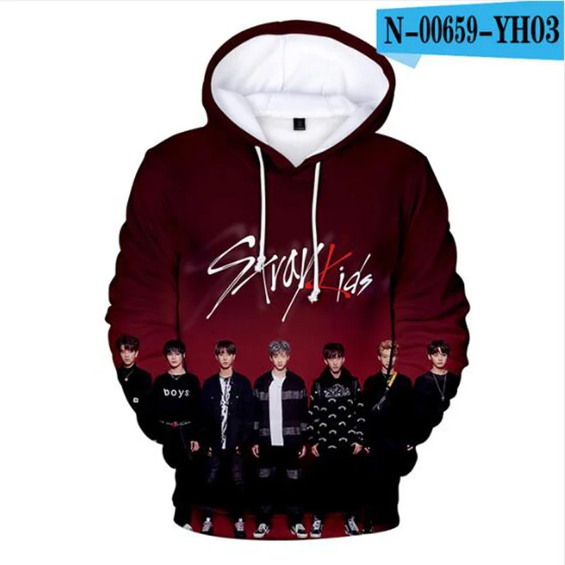 LUCKYFRIDAYF 2019 K-pop K-POP Stray Kids Hoodies Hooded Sweatshirt 3D Printed MINHO JISUNG WOOJIN CHANGBIN FELIX Kpop Harajuku | Женская