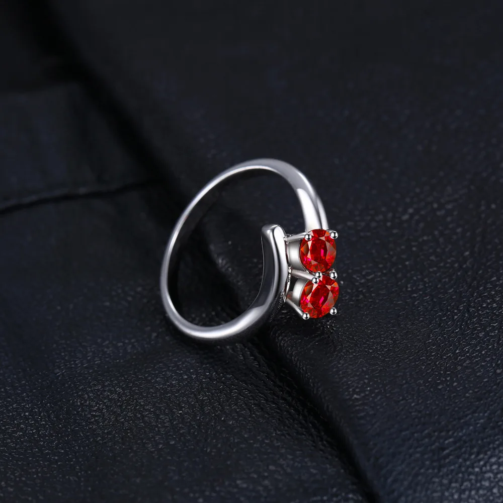 Jewelrypalace модные 0.95ct красных гранатов 2 камень Обручальные кольца Кольца For Love