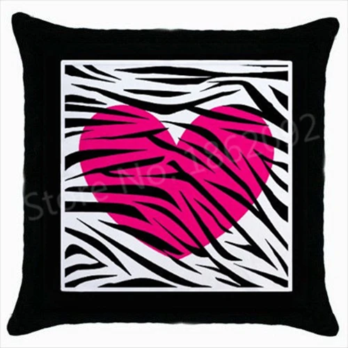 

Hot Pink Zebra Stripes Cushion Cover Heart Zebra Throw Pillow Case Black White Green Modern Home Decoration Gifts 18" Two Sides