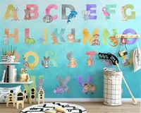 beibehang wallpaper papel de parede nordic cartoon animal 26 letter theme childrens room background wall hudas beauty