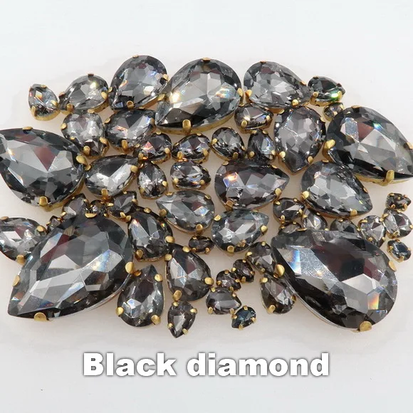 A4 Black diamond Серьги в форме капли воды, 7 размеров микс 50 шт./пакет золото коготь настройки хрусталя пришить стразы бусины торжественное платье, обуви, сумок и diy кружевной отделкой - Цвет: A4 Black diamond