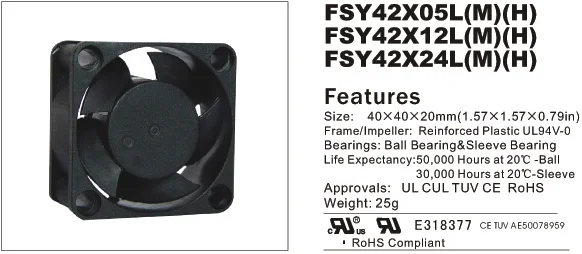 FONSONING 4CM 4020 24V 0.08A подшипник масла второго уровня 40x40x20 мм FSY42S24H FSY42S24M FSY42S24L