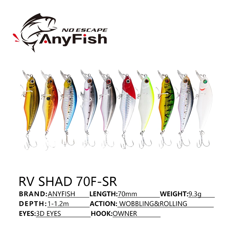 ANYFISH RV SHAD 70F-SR Рыболовная Приманка 7 см 9 3 г жесткая приманка с 2 рыболовными