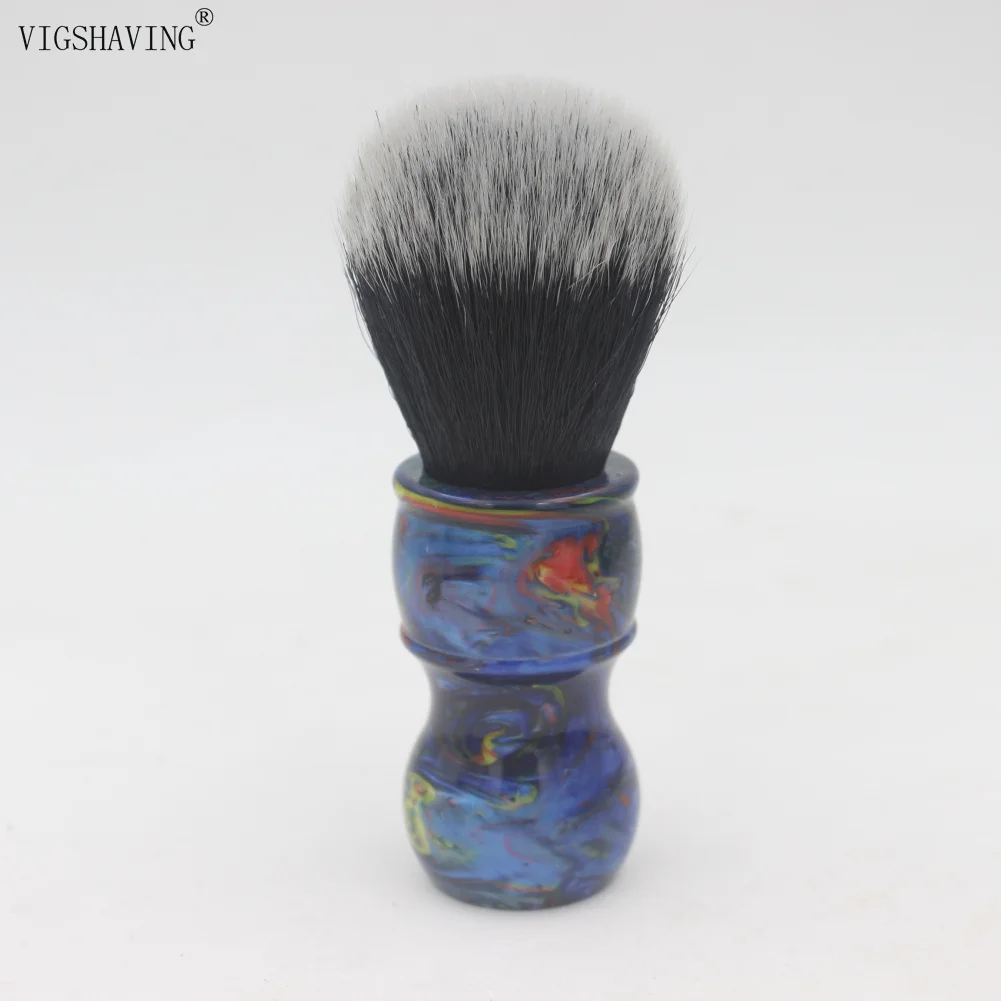 VIGSHAVING красочные полимерные ручки черный/белый кончики синтетические волосы для мужчин бритья кисти для парикмахерского инструмента