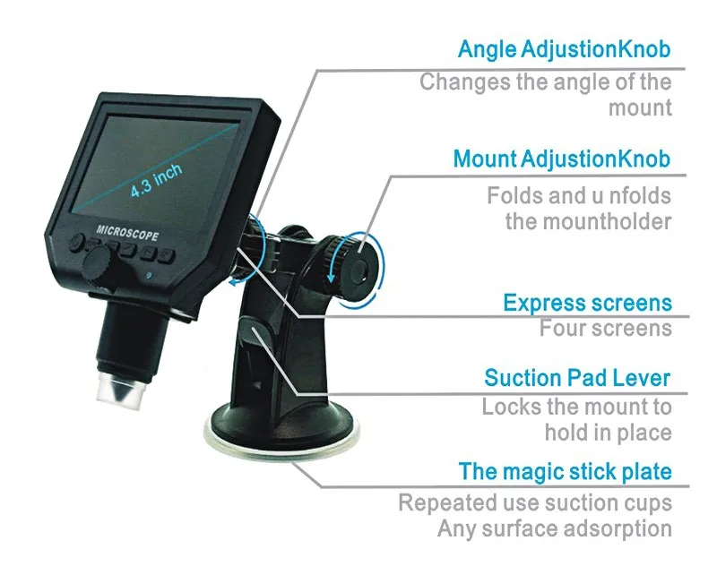 1-600x 3.6mp USB цифровой электронный микроскоп Портативный 8 светодиодов vga с 4.3 &quotHD OLED