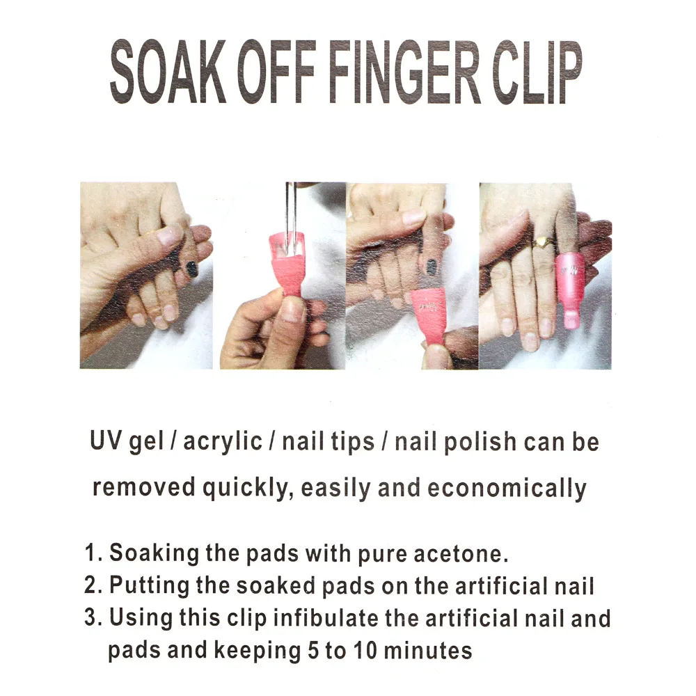 10 Pcs Durable Reusable Plastic Nail Polish Remover Lacquer Tool Soak Off Wrap Cleaner Clip Cap Gel | Красота и здоровье