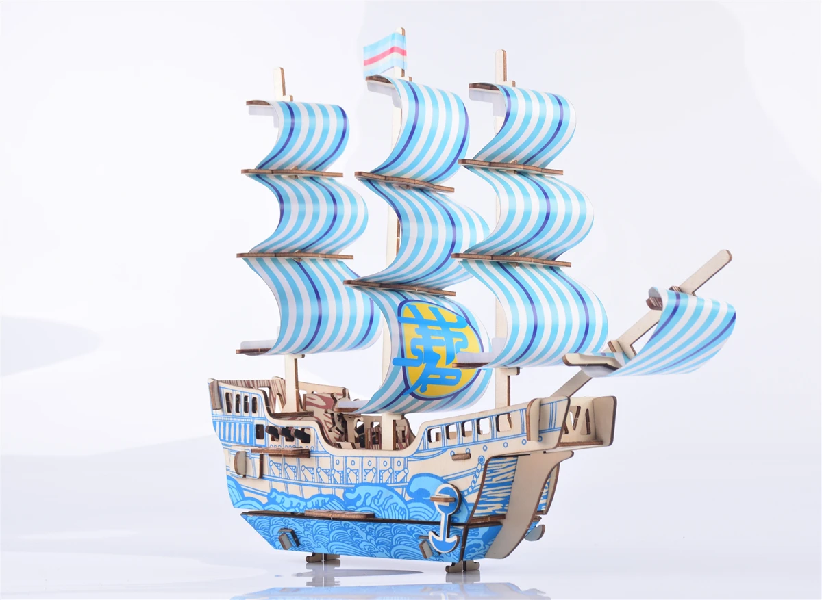 Laser Cutting New Assembly DIY Education Toy 3D Wooden Model Puzzles For Kids Gifts Of Blue Dream Ship Sailing Boat | Игрушки и хобби