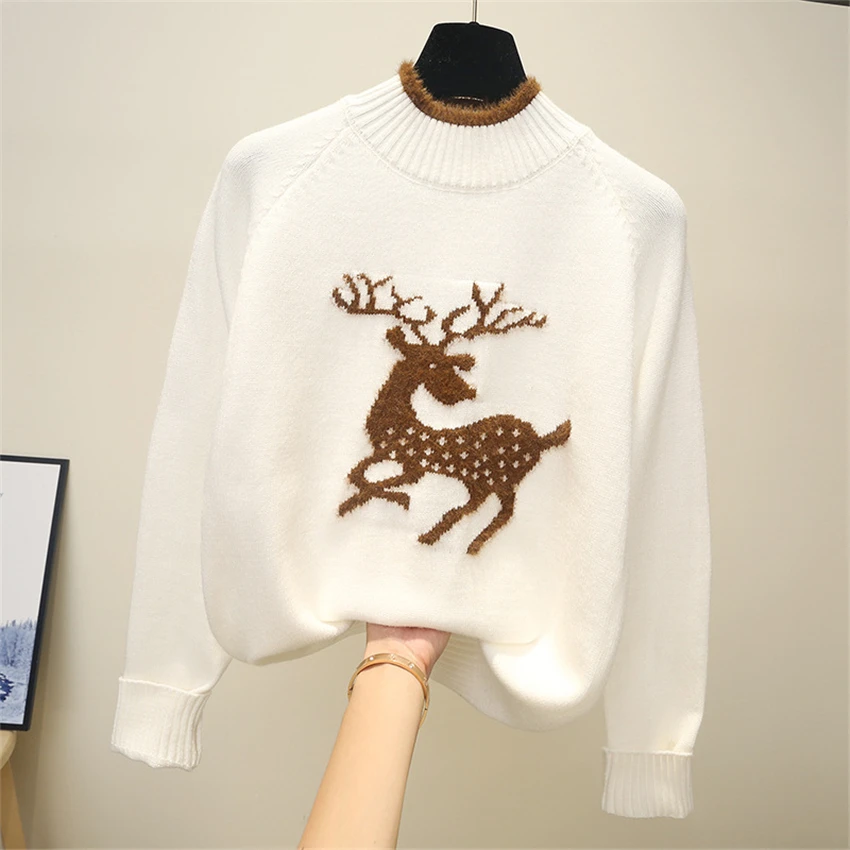 Свитер женский осенний 2019 свитера модный Рождественский вязаный джемпер с