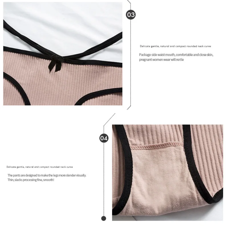 Aofeiqike Women's Sexy Cotton Panties Solid Color Low Waist Knickers Plus Size Briefs Cute Girl Underwear Ladies Lingerie M L XL |