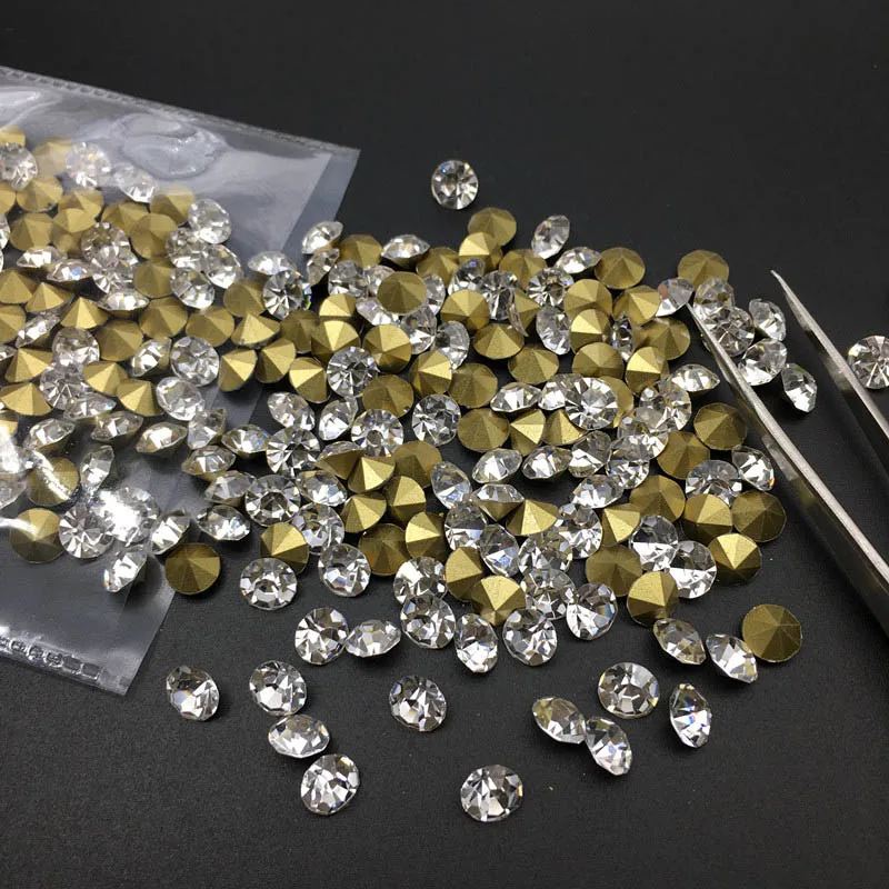 SS30 6.5mm 288Pcs SS0-SS45 Стразы со стразами, прозрачный белый стеклянный кристалл для 3D украшения ногтей, аксессуары для свадьбы - Цвет: SS30 6.5mm 288Pcs