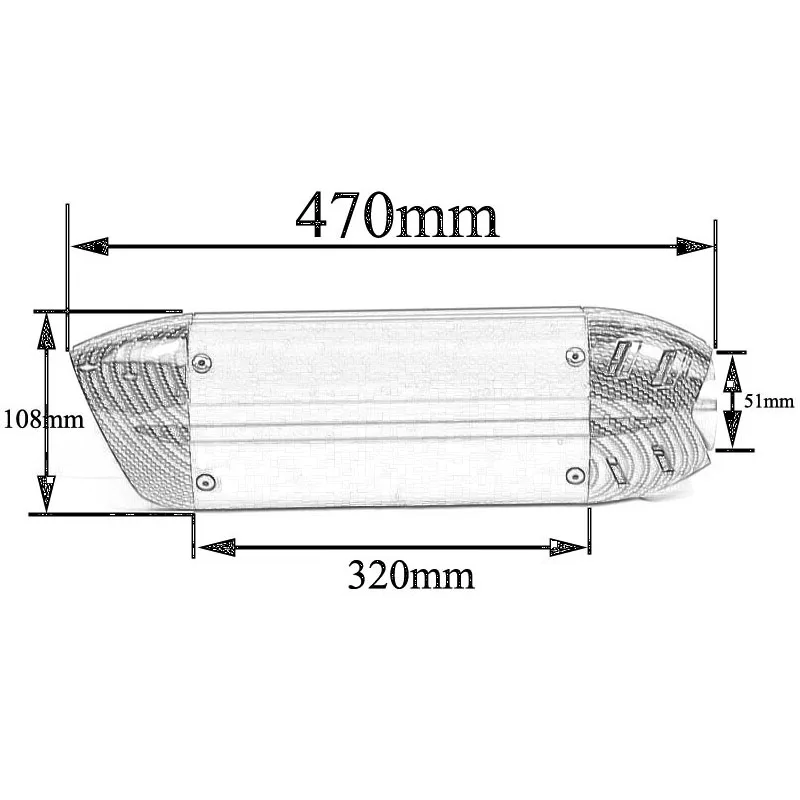 38-51 мм 470 мм moto rcycle глушитель труба 250cc 350cc 600cc escape moto труба nmax tmax530 tmax t-max 530 msx125 gsr 600