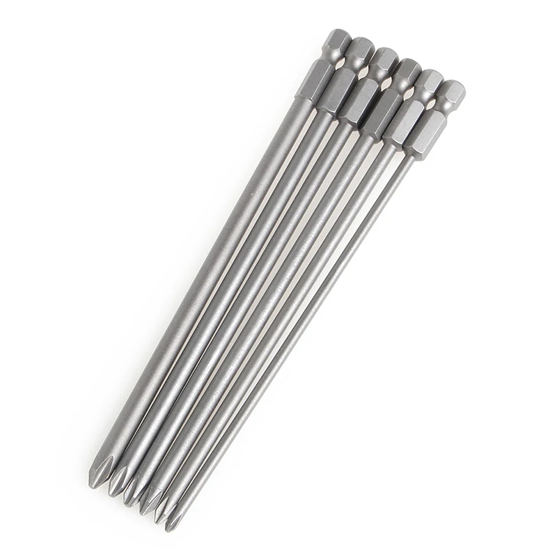 

6Pcs/Set 1/4'' Shank 150mm Long S2 Steel Magnetic Hex Cross Head Screwdriver Bit