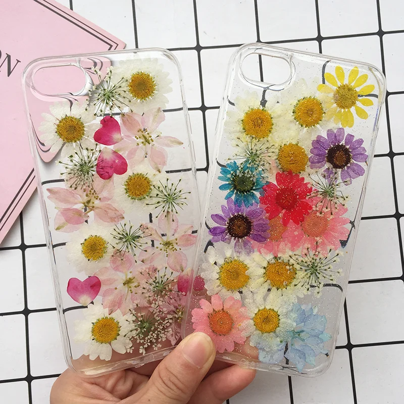 Tfshining Real Dried Flowers Phone Case For On iPhone X XS Max XR 7 8 6 6S Plus Clear Soft TPU Silicone Floral Back Cover Fundas |