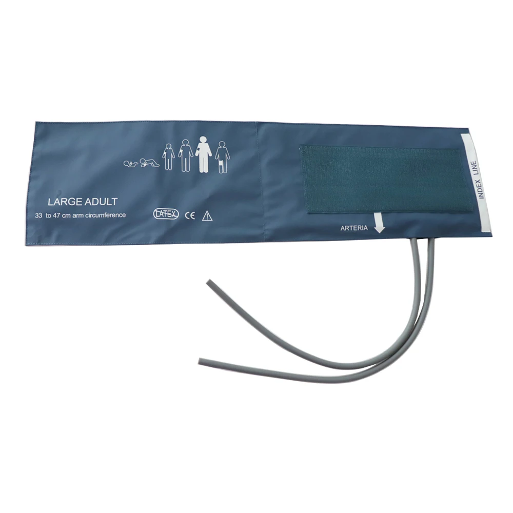 Large Adult 33-47 cm Манжета кровяного давления с двойной трубкой Синий нейлон NIBP манжета совместима с Mindray, CSI, Philips(новорожденный/младенец/ребенок/взрослый/бедра - Цвет: Large Adult 33-47 cm