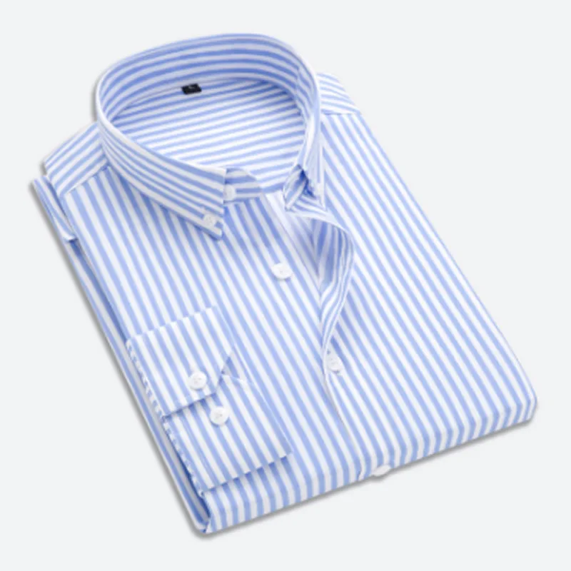 2018 Модная рубашка в полоску Повседневное Мужской Slim Fit офисные мужские рубашки с