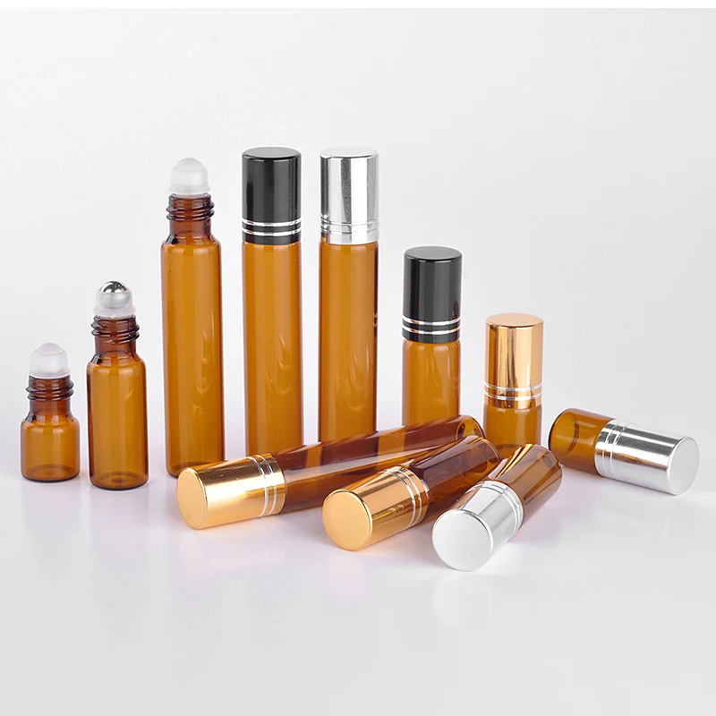 Wholesale 100 Pieces 5ML Mini Brown Glass Refillable Perfume Bottle With Aluminum Cap Empty Portable Essential Oils Case |