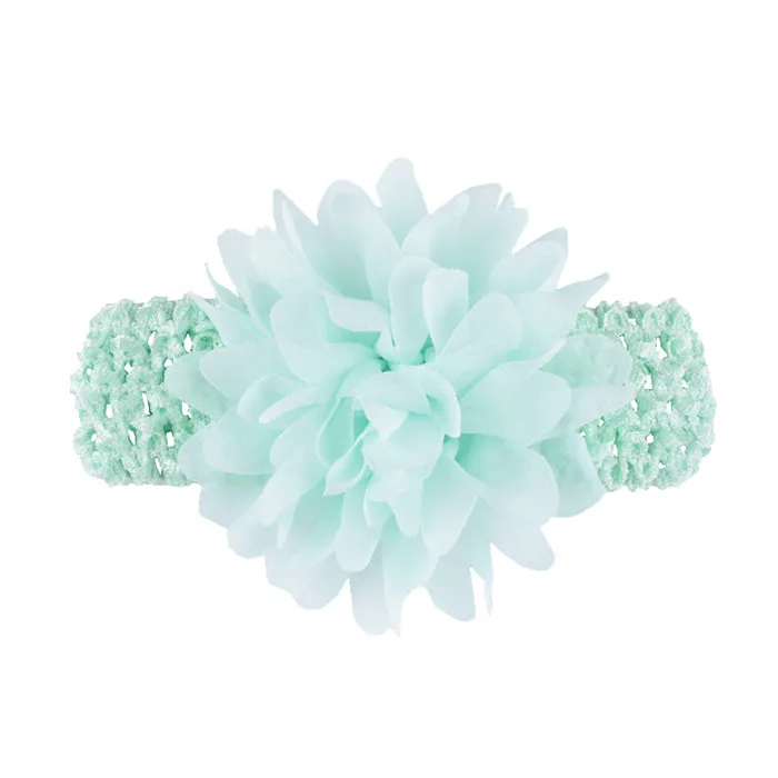 Mint green 1 шт. Шифоновый Цветок на голову мягкие эластичные детские трикотажные дышащие летние детские аксессуары для волос платье на день рождения - Цвет: Mint green