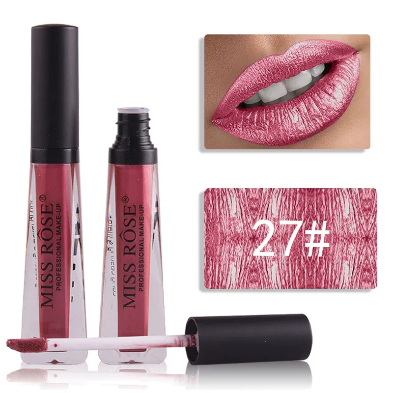 Мисс Роуз shimmer lip краски 12 видов цветов водонепроницаемые долговечный металлический блеск для губ Алмазный Блеск жидкая помада MS107