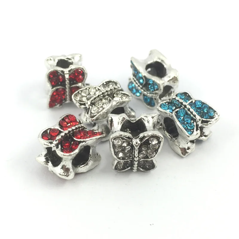 Полный кристалл бабочка большая дыра сплава очарование Европейский Бусины Fit