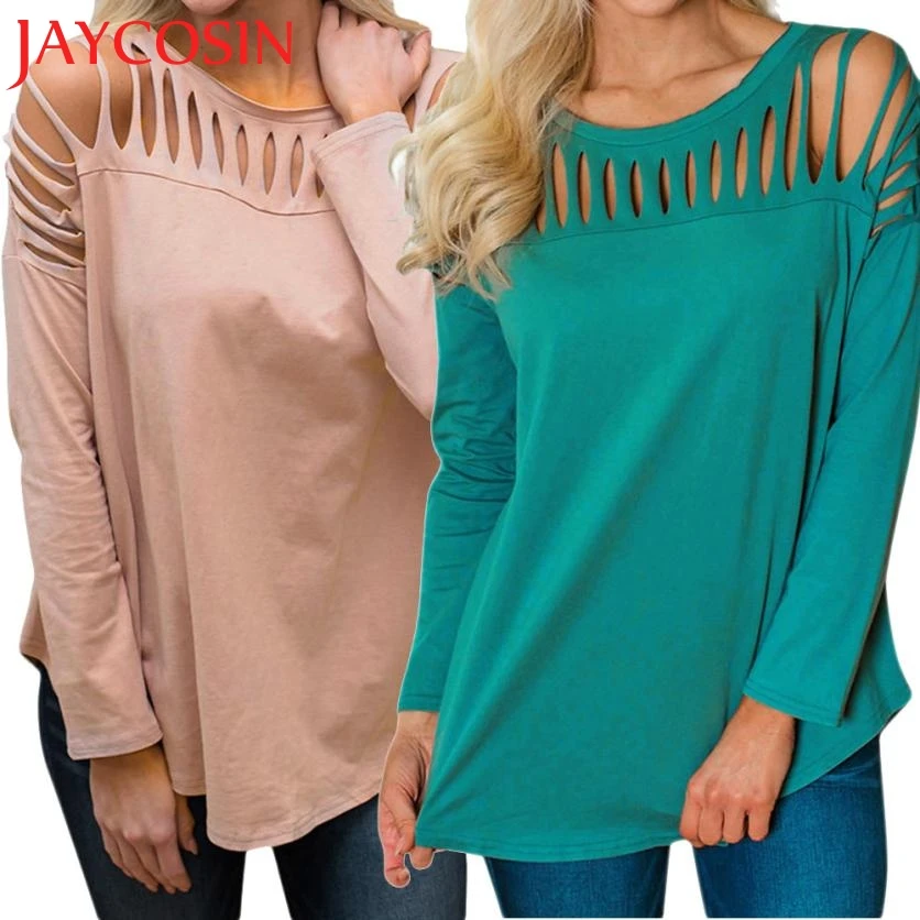 Женская свободная футболка с длинным рукавом однотонная туника круглым вырезом