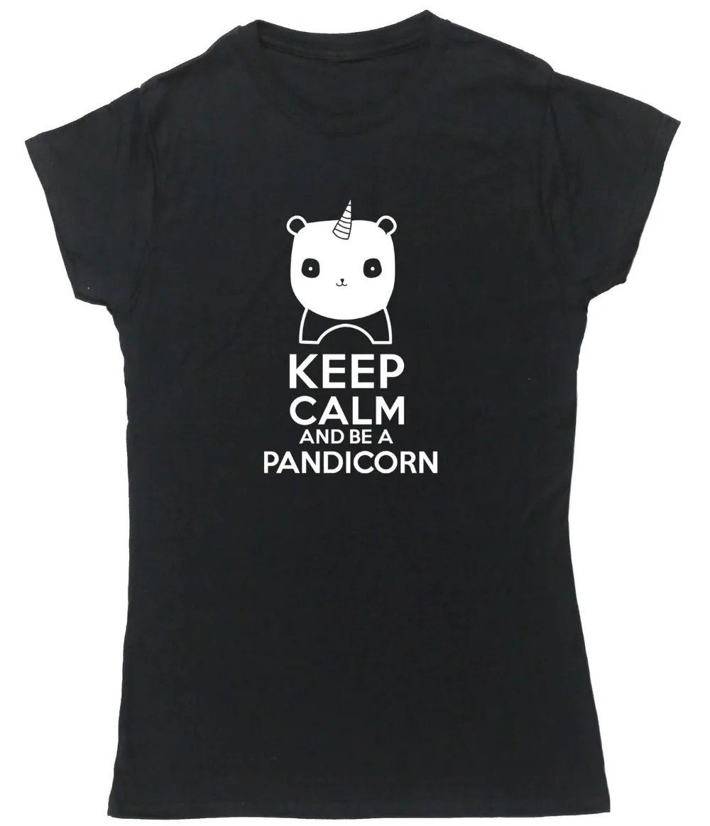 Женские топы KEEP CALM AND BE A PANDICORN футболка с изображением панды единорога женские